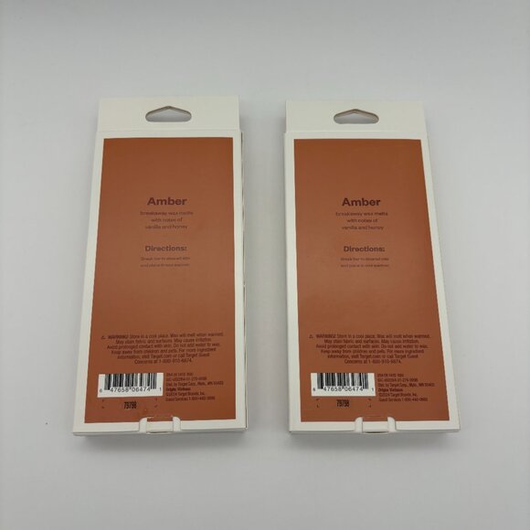 Room Essentials 4oz AMBER Wax Melts Bar with Embossed Pattern, Honey Vanilla (2) - Picture 2 of 2